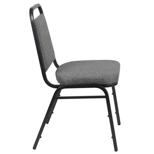 Alt view image 6 of 7 - Gray Fabric Trapezoidal Back Stacking Banquet Chair | 2.5 in Thick Seat, Silver Vein Frame, Fabric Upholstery