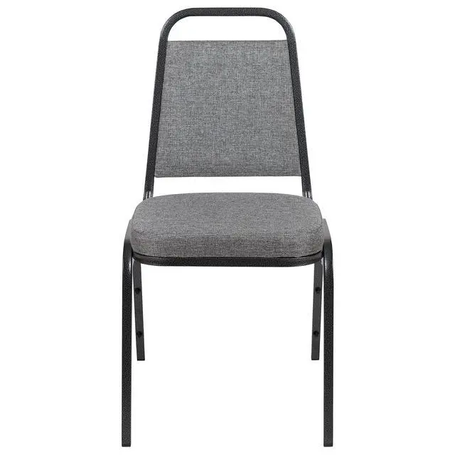 Alt view image 5 of 7 - Gray Fabric Trapezoidal Back Stacking Banquet Chair | 2.5 in Thick Seat, Silver Vein Frame, Fabric Upholstery