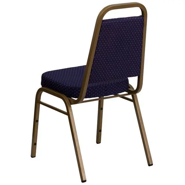 Alt view image 7 of 7 - Navy Patterned Trapezoidal Back Stacking Banquet Chair | Gold Frame, Fabric Upholstery