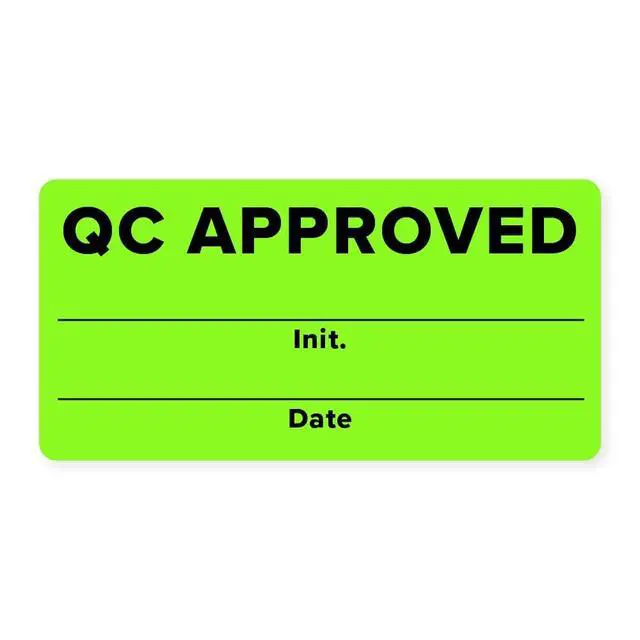 Alt view image 2 of 7 - QC Approved Quality Control Labels, 2" x 1", Bright Green, 500 Labels per Roll, Permanent Adhesive for Inspection & Inventory Use