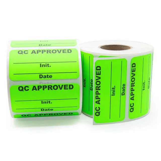 Alt view image 6 of 7 - QC Approved Quality Control Labels, 2" x 1", Bright Green, 500 Labels per Roll, Permanent Adhesive for Inspection & Inventory Use