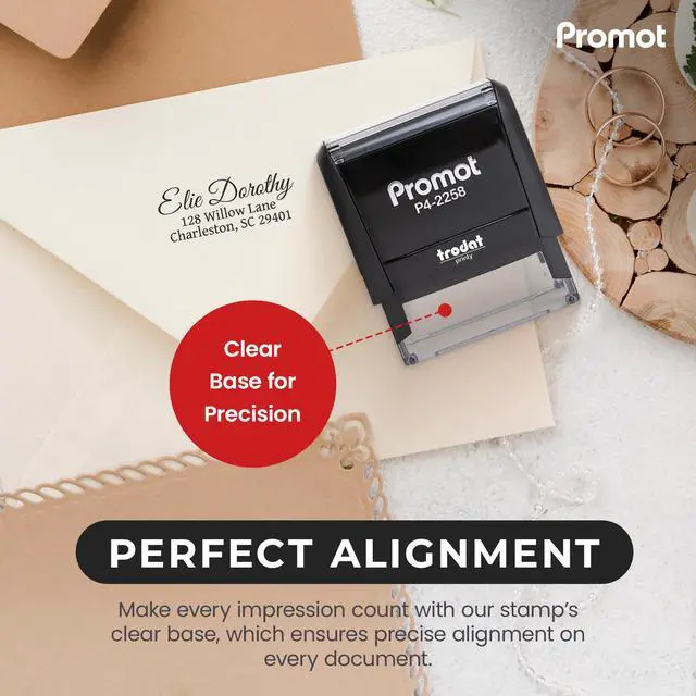 Alt view image 6 of 7 - Custom Address Stamp - Up to 3-Lines w/ 4 Ink Color Options (Large) | Easy-to-Read Imprint, Crisp & Consistent Impressions, Thousands of Clear Stampings, Built-In Self-Inking Mechanism
