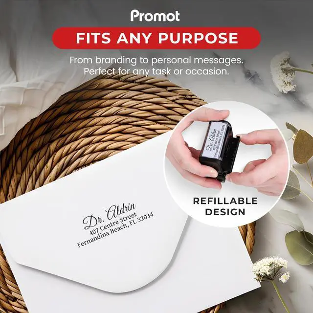 Alt view image 7 of 7 - Custom Address Stamp - Up to 3-Lines w/ 4 Ink Color Options (Large) | Easy-to-Read Imprint, Crisp & Consistent Impressions, Thousands of Clear Stampings, Built-In Self-Inking Mechanism