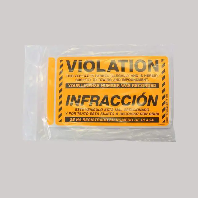 Alt view image 4 of 6 - Bilingual Parking Violation Stickers | Pack of 50 Labels with Permanent Adhesive, 5 x 8 inch, Vehicle Illegally Parked Sticker, Hard to Remove Write-On Tickets, Fluorescent Orange