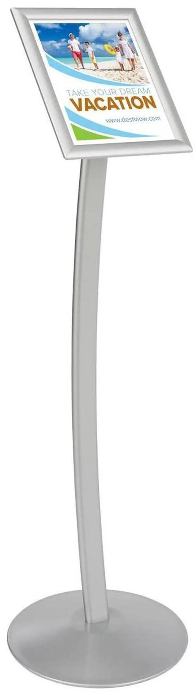 Main image of Floor-Standing Sign Stand, 8.5 x 11 inch | Silver Anodized Aluminum, Snap-Open Frame, CMB8511