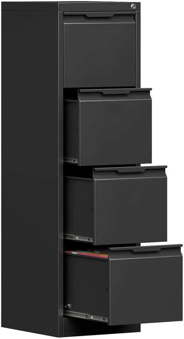 Main image of 4 Drawer File Cabinet with Lock,17.8" Deep Vertical Metal Filing Cabinet for Home Office,Locking Drawer Tall for Hanging Letter/A4/Legal Folders, Easy Assemble-Black