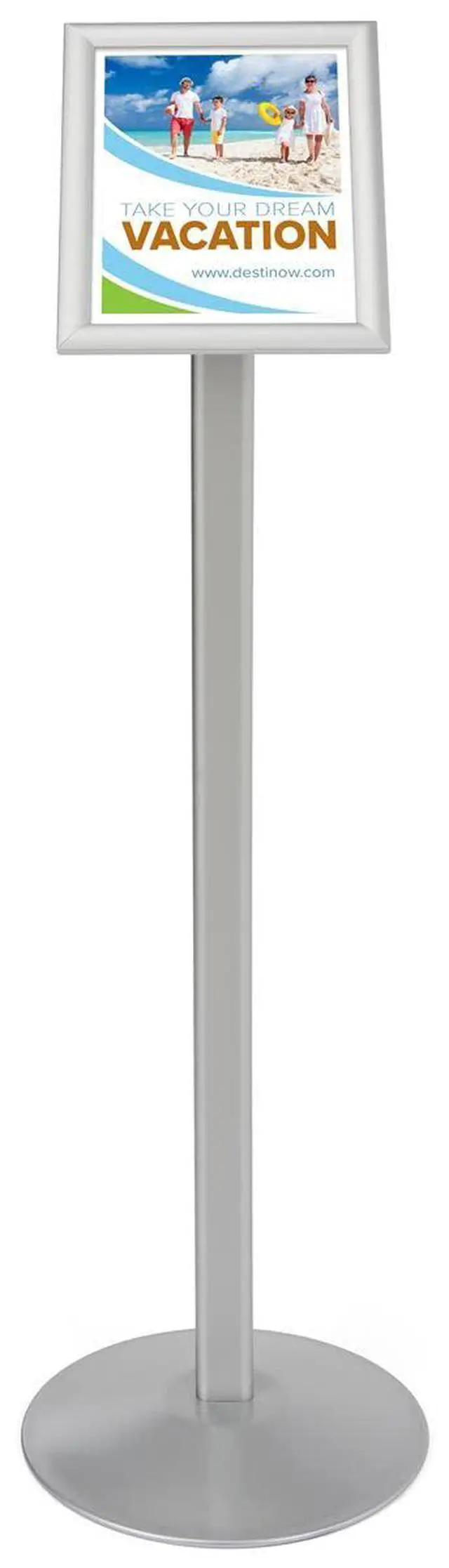Alt view image 2 of 4 - Floor-Standing Sign Stand, 8.5 x 11 inch | Silver Anodized Aluminum, Snap-Open Frame, CMB8511