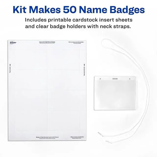 Alt view image 2 of 7 - Name Badges with Lanyards, Print or Write, 3" x 4", Badge Holders & Lanyards, 100 Inserts (74459)