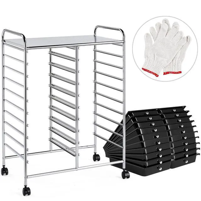 Alt view image 5 of 7 - 20-Drawer Rolling Storage Cart on Wheels, Craft Organizer, Black | Twenty drawers and a top shelf sort craft, art, and office supplies; steel frame, plastic bins, locking wheels, easy setup