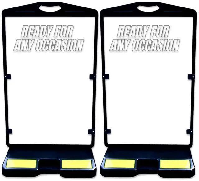Main image of 2 Pack A-Frame Sidewalk Signs, Double-Sided Outdoor Sign Holder | Fits 24" × 36" Posters, Water-Fillable Base, Slide-In Frame with Carry Handle for Restaurant, Retail & Events