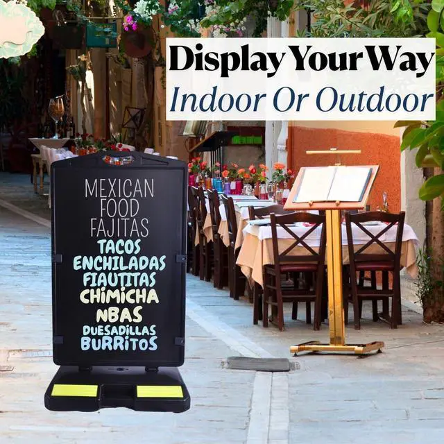Alt view image 4 of 7 - 2 Pack A-Frame Sidewalk Signs, Double-Sided Outdoor Sign Holder | Fits 24" × 36" Posters, Water-Fillable Base, Slide-In Frame with Carry Handle for Restaurant, Retail & Events