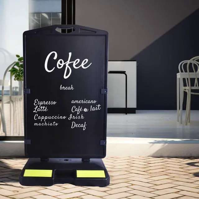 Alt view image 6 of 7 - 2 Pack A-Frame Sidewalk Signs, Double-Sided Outdoor Sign Holder | Fits 24" × 36" Posters, Water-Fillable Base, Slide-In Frame with Carry Handle for Restaurant, Retail & Events