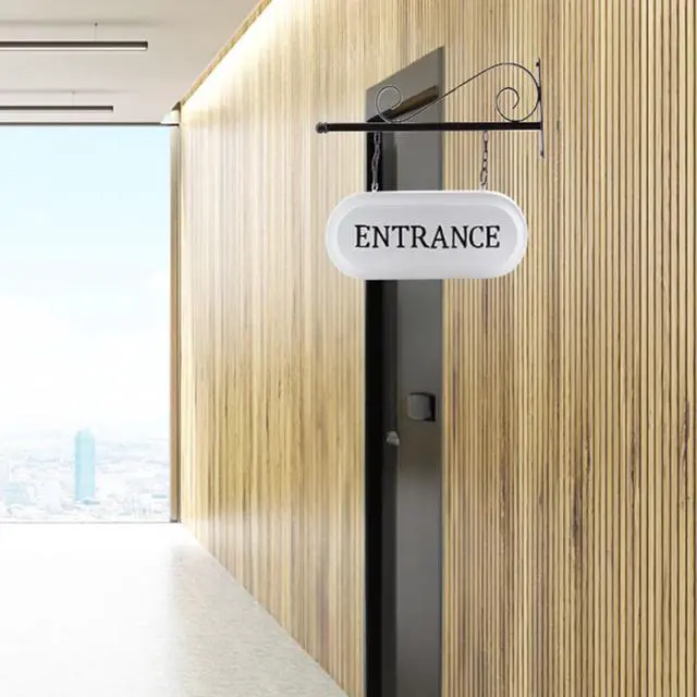 Alt view image 3 of 7 - Wall-Mounted Metal Entrance Sign, Farmhouse Enamelware 2-Sided Business Reception/Office Sign
