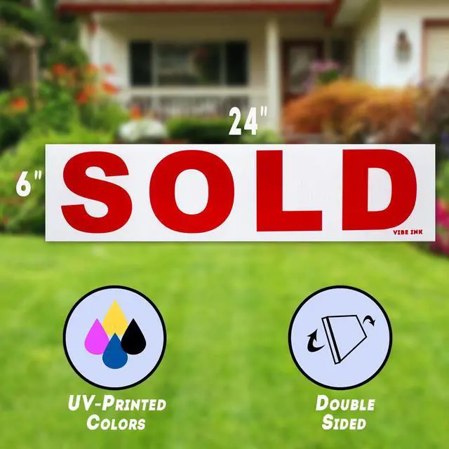 Alt view image 2 of 7 - 6 Pack Bundle of Real Estate Rider Signs 6x24" - FOR SALE, OPEN HOUSE, SOLD, COMING SOON, SALE PENDING, NEW LISTING - Double-Sided Waterproof Corrugated Plastic Made in America (Red Letters)