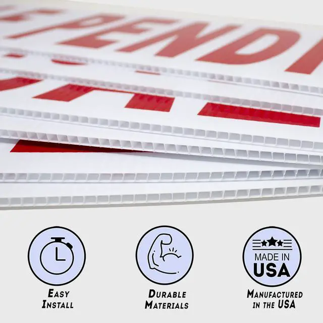 Alt view image 3 of 7 - 6 Pack Bundle of Real Estate Rider Signs 6x24" - FOR SALE, OPEN HOUSE, SOLD, COMING SOON, SALE PENDING, NEW LISTING - Double-Sided Waterproof Corrugated Plastic Made in America (Red Letters)