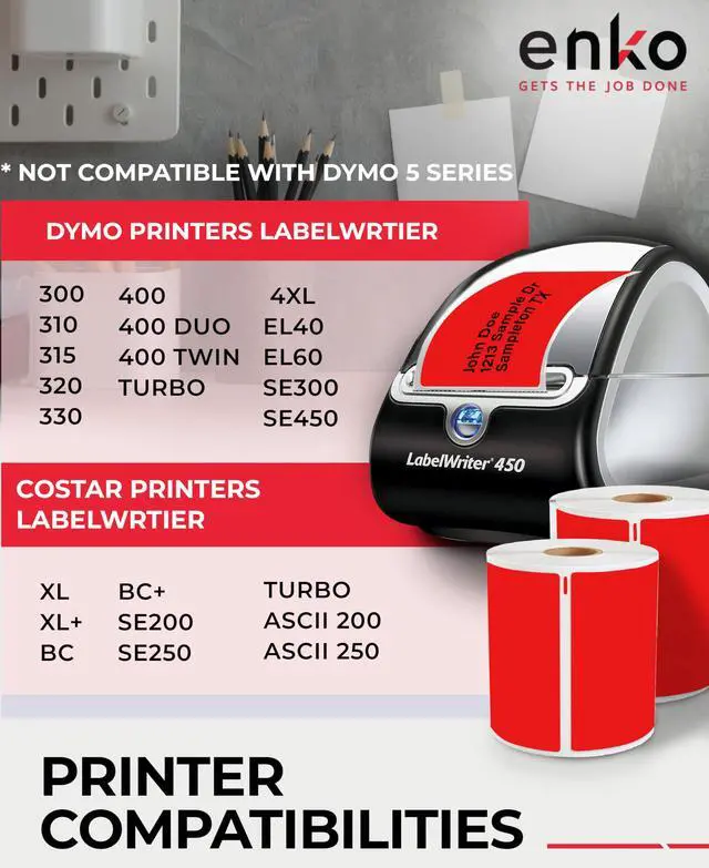 Alt view image 4 of 6 - 1744907 6 Rolls | 1320 Red Direct Thermal Address Labels (4 x 6 in) | 4x6 Shipping Labels Compatible with Dymo LabelWriter 4XL and Zebra Direct Thermal Printers