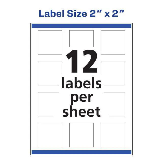 Alt view image 6 of 6 - Square Labels, Sure Feed Technology, 2" x 2", 600 Glossy White Labels (36478)