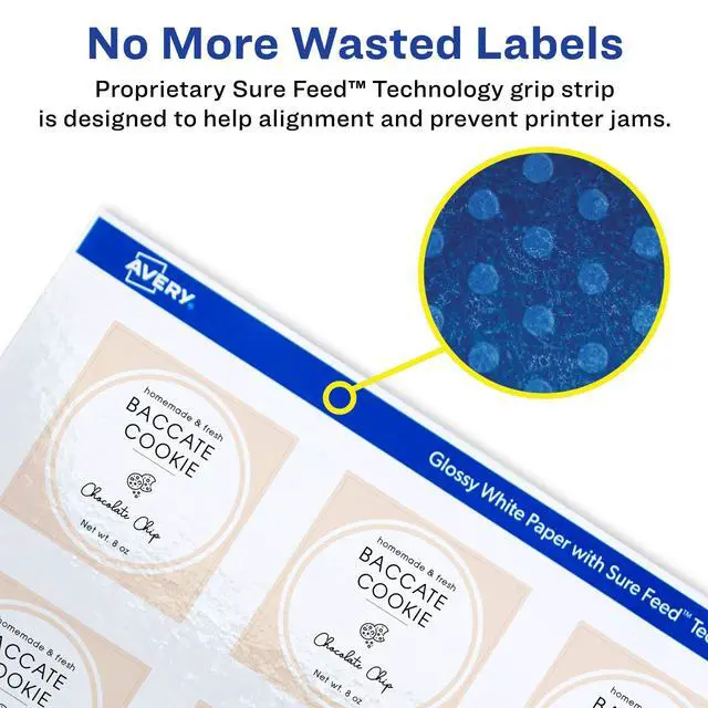 Alt view image 4 of 6 - Square Labels, Sure Feed Technology, 2" x 2", 600 Glossy White Labels (36478)