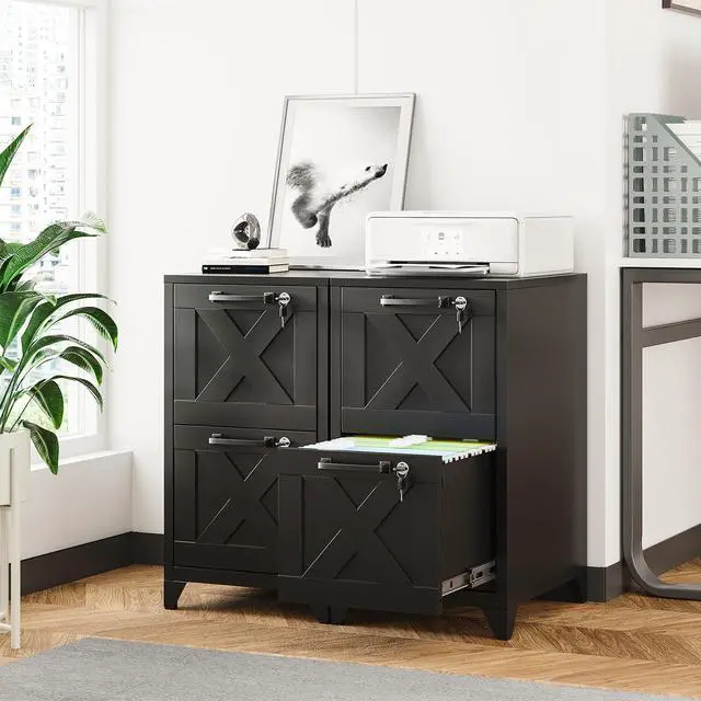 Alt view image 5 of 6 - File Cabinet with Lock Vertical Filing Storage Cabinet Office Home Steel for Letter Size File Cabinet Locked,Assembly Required (Black, 2 Drawers-Metal Leg)