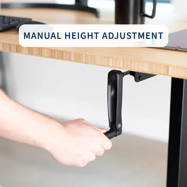 Alt view image 7 of 7 - Black Manual Height Adjustable Stand Up Desk Frame with Hand Crank System, Ergonomic Standing 2 Leg Workstation, DESK-V101M