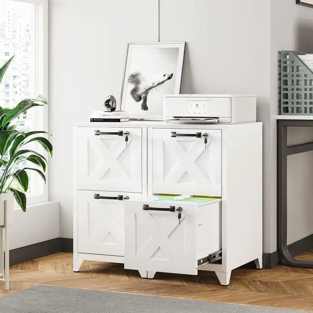 Alt view image 6 of 7 - File Cabinet with Lock Vertical Filing Storage Cabinet Office Home Steel for Letter Size File Cabinet Locked,Assembly Required (White, 2 Drawers-Metal Leg)