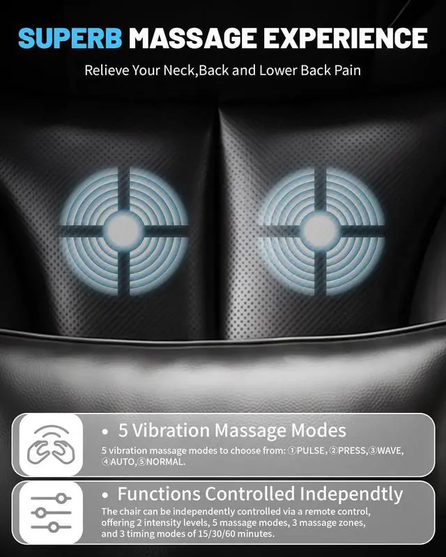 Alt view image 3 of 7 - Massage Office Chair with 6 Point Vibration, Foot Rest and Adjustable Armrests 500lbs Ergonomic Executive Home Office Desk Chairs for Big and Tall Heavy Duty People