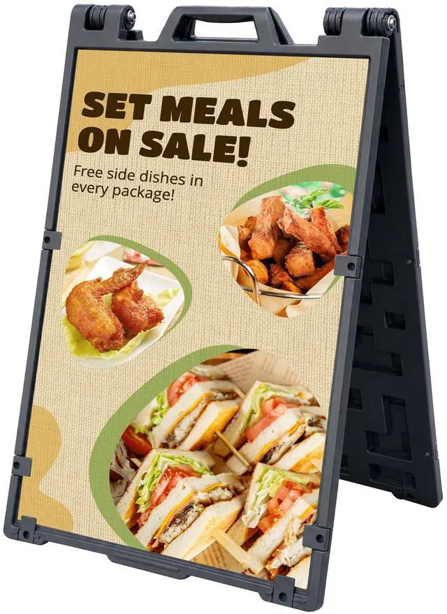 Main image of 24"x36" A Frame Sign Stand, Double-Sided Heavy Duty Outdoor Large Signboard Portable Folding Poster Frame with Sand Fill Holes, Weather Resistant for Store, Cafés, Weddings, Street advertising