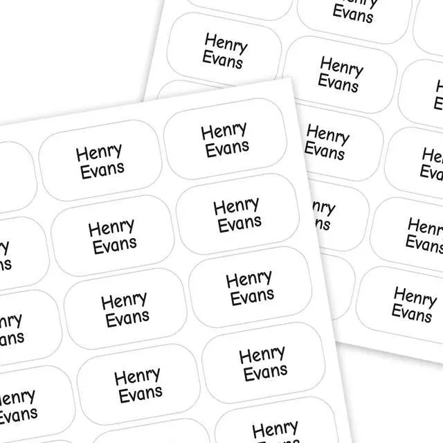 Main image of 180pcs White Stick on Name Tags - Personalized Name Stickers, Labels for Kids Stuff Daycare, Clothing Labels for Nursing Home, Bottles, & More, Laundry Safe Adhesive Precut 1x0.5