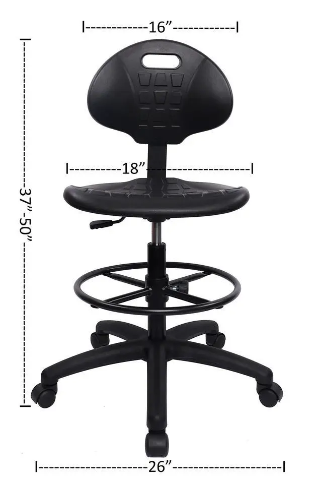 Alt view image 2 of 7 - ® Deluxe Drafting Lab Stool Chair, 18'' Adjustable Footring, 10'' Adjustable Height, 450 lbs seat Capacity, Heavy Duty, Shipped Within 24 Hours (Standard Caster)