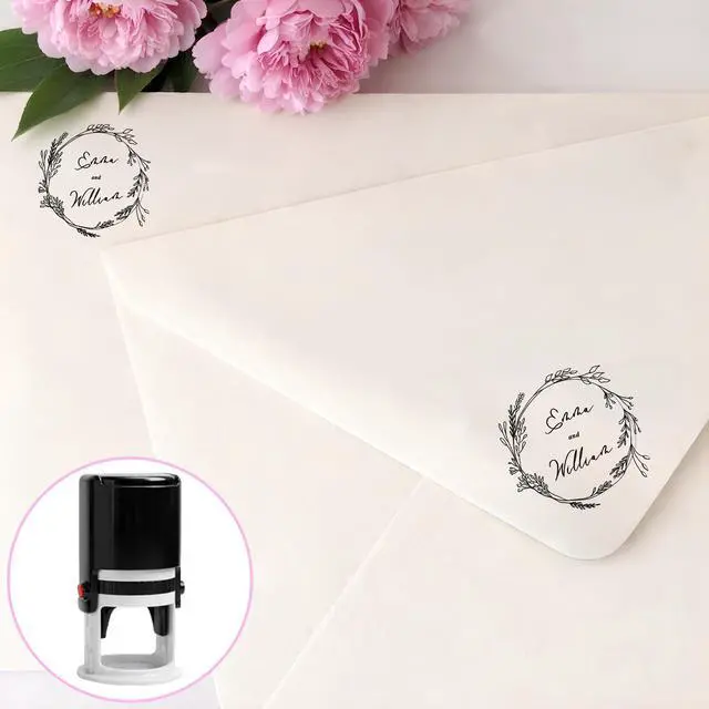 Alt view image 5 of 7 - Custom Round Self-Inking Stamp Personalized Circular Rubber Stamp for Business, Office Mail, Logo and Craft Use (Medium)