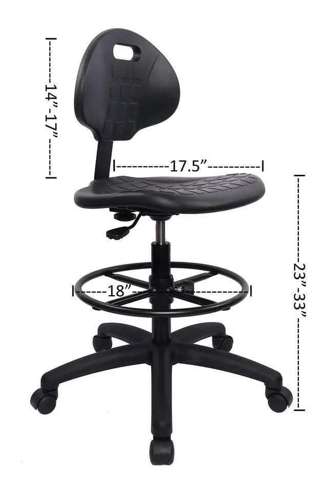 Alt view image 6 of 7 - ® Deluxe Drafting Lab Stool Chair, 18'' Adjustable Footring, 10'' Adjustable Height, 450 lbs seat Capacity, Heavy Duty, Shipped Within 24 Hours (Standard Caster)