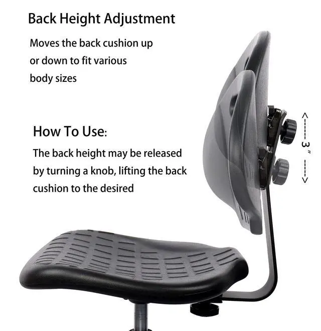 Alt view image 7 of 7 - ® Deluxe Drafting Lab Stool Chair, 18'' Adjustable Footring, 10'' Adjustable Height, 450 lbs seat Capacity, Heavy Duty, Shipped Within 24 Hours (Standard Caster)