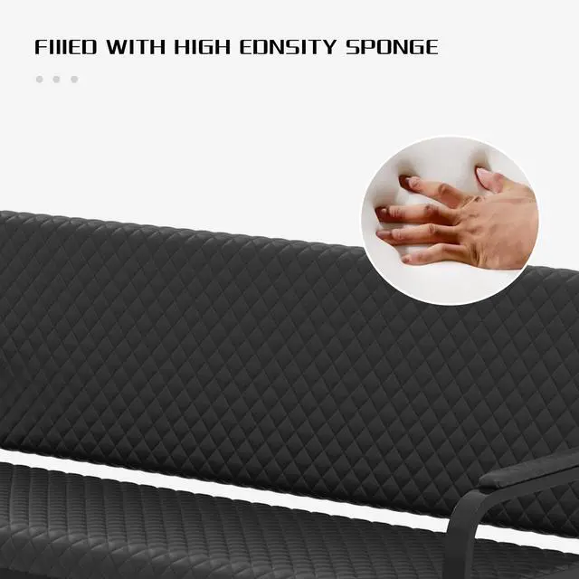 Alt view image 6 of 7 - 56 Office Guest Chair Waiting Chair (Black) | Reception Seating with Padded Cushion, Durable Metal Frame, for Beauty Salon Barber Shop