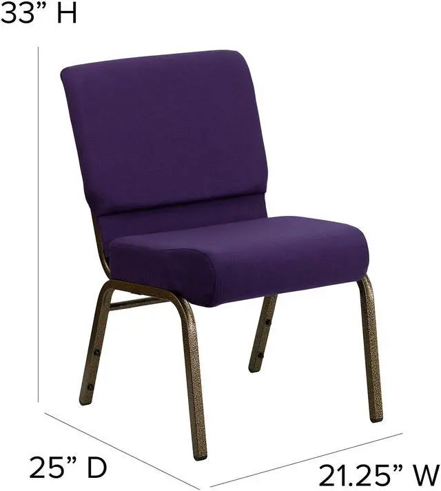 Alt view image 2 of 6 - Royal Purple Fabric 21" W Stacking Church Chair | Gold Vein Frame, Fabric Upholstery
