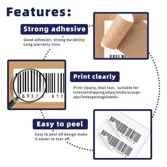 Alt view image 3 of 7 - Self Adhesive 2"x4" Address Shipping Labels, 10UP White Sticker FBA Labels, Inkjet/Laser Printer Compatible, 10 Labels/Sheet, 500 Sheets/5000 Labels