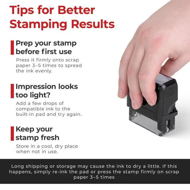 Alt view image 5 of 7 - Custom Address Stamp - Up to 3-Lines w/ 4 Ink Color Options (Large) | Easy-to-Read Imprint, Crisp & Consistent Impressions, Thousands of Clear Stampings, Built-In Self-Inking Mechanism