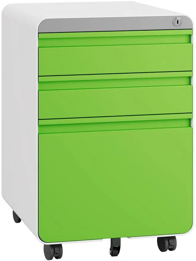 Main image of 3 Drawer Metal Rolling File Cabinet Under Desk Filing Cabinet Green | 16"W x 18"D x 24"H, Lockable, 5 Wheels, Fully Assembled, Letter/Legal Size, Suitable for Home Office