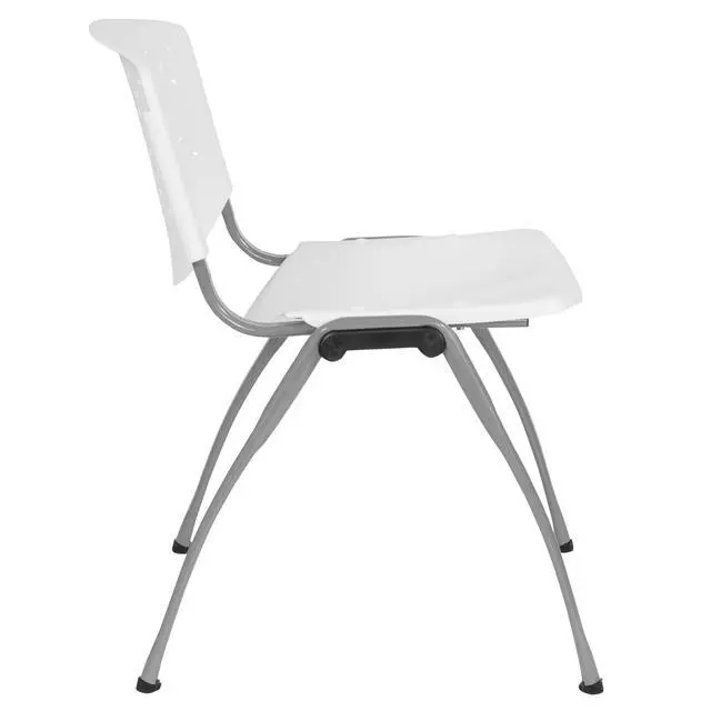 Alt view image 7 of 7 - Home and Office White Plastic Stack Chair with Perforated | Powder Coated, 880 LBS. Weight Capacity