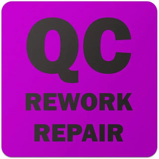 Main image of QC Rework Repair Label Stickers, 2 x 2 Inch, 1200 Labels | 4 Packs, Fluorescent Purple, Square, Quality Control Production Line, Warehouse Inventory Management, Inspection Sticker