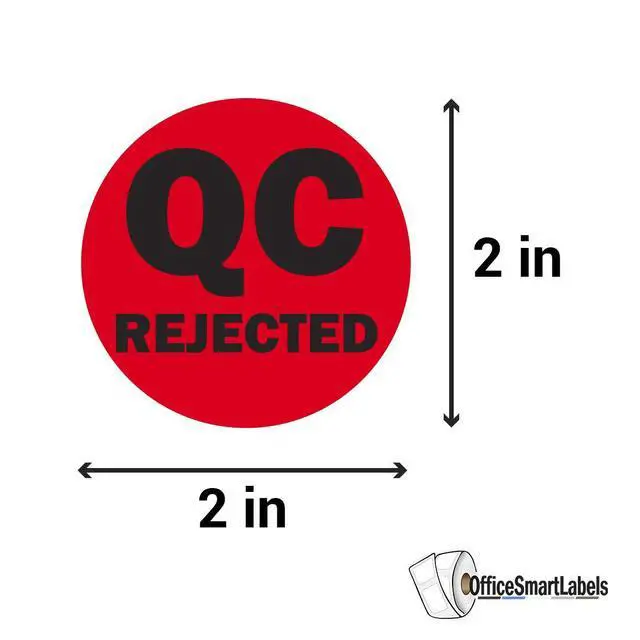 Alt view image 2 of 6 - QC Rejected Label Stickers, Red, 2 Inch Round Circle Dot | Vibrant Color Coding, Inventory Quality Control, Production Line Warehouse Management, Inspection Stickers, 1200 count