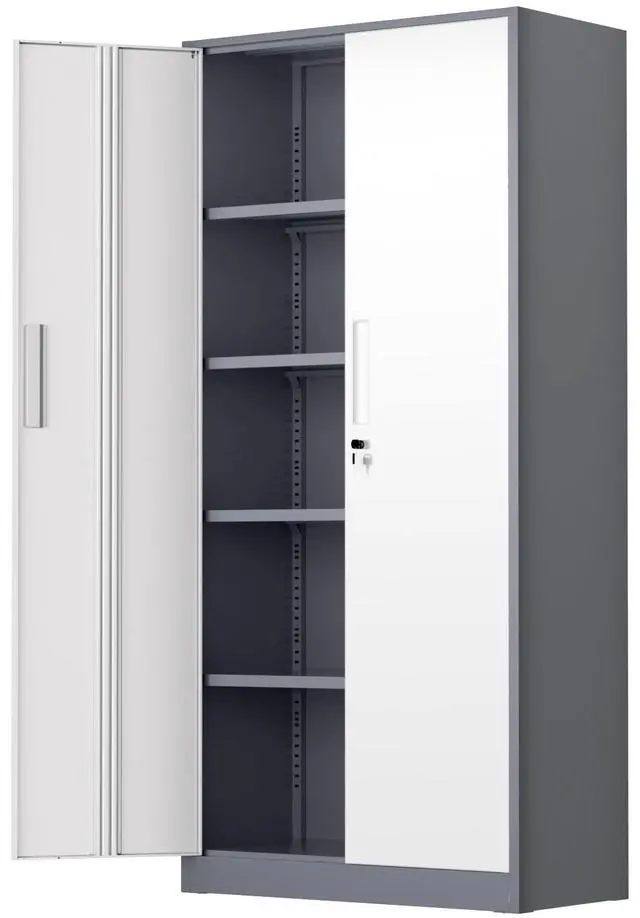 Main image of 72" Metal Office Storage Locking Cabinet, Lockable Garage Storage Cabinets, High Office Cabinet with Adjustable Shelves for Garage(Grey White)