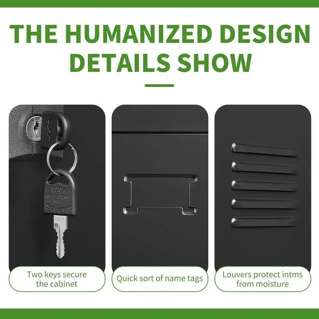 Alt view image 4 of 6 - 9 Doors Metal Lockers for Employees, Steel Storage Locker with Lock and Card Slot, Employee Lockers for Home, Office, School, Gym, Require Assembly(Black)