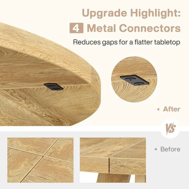 Alt view image 6 of 7 - 47-Inch Round Conference Table for 4-6 People, Wooden Meeting Room Table with Thicken Tabletop and Wood Base (Natural)