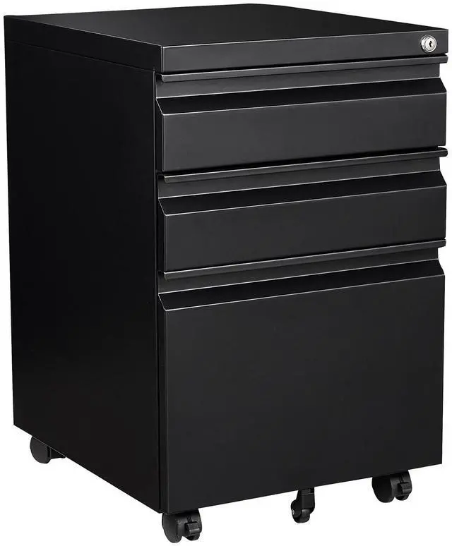 Main image of 3 Drawer Mobile File Cabinet with Lock Rolling Mobile File Cabinet Locking Office Mobile Cabinet with Wheels Under Desk Office Drawers Metal Filing Cabinet Fully Assembled