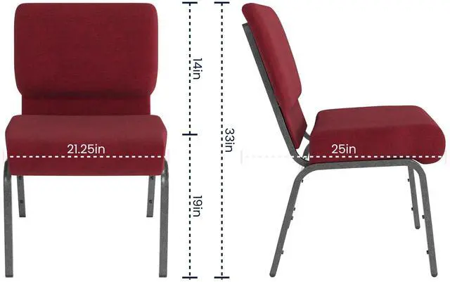 Alt view image 2 of 7 - Crimson Fabric 21" W Stacking Church Chair | Silver Vein Frame, Fabric Upholstery