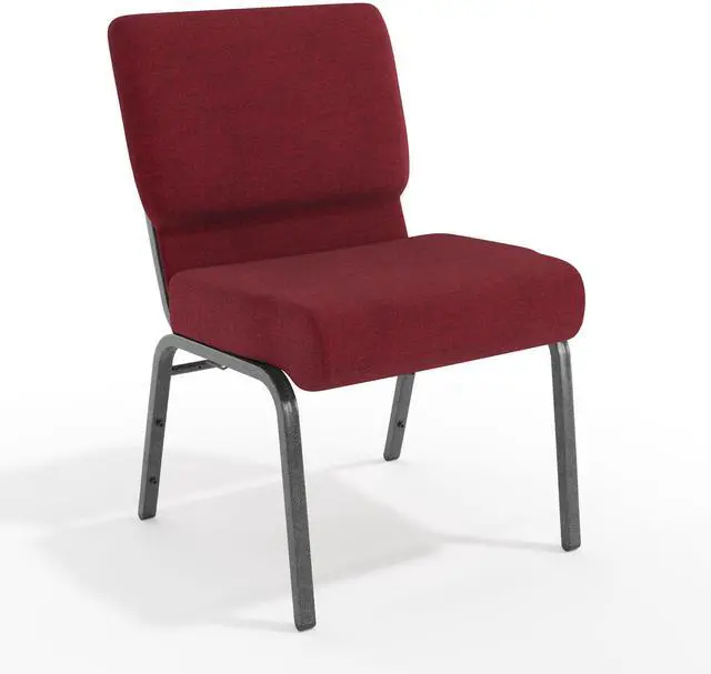 Alt view image 3 of 7 - Crimson Fabric 21" W Stacking Church Chair | Silver Vein Frame, Fabric Upholstery
