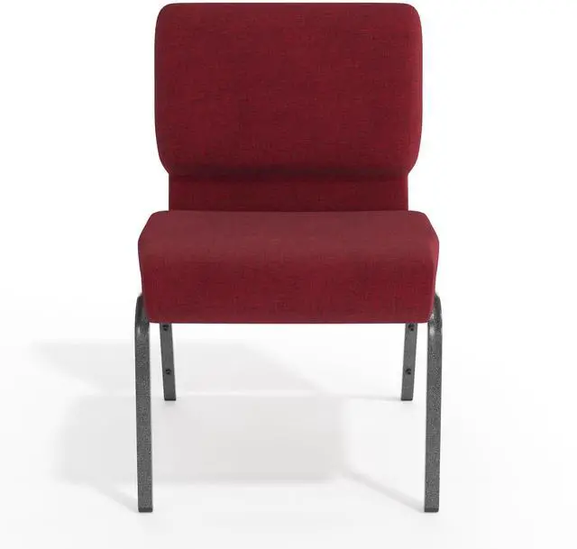 Alt view image 6 of 7 - Crimson Fabric 21" W Stacking Church Chair | Silver Vein Frame, Fabric Upholstery