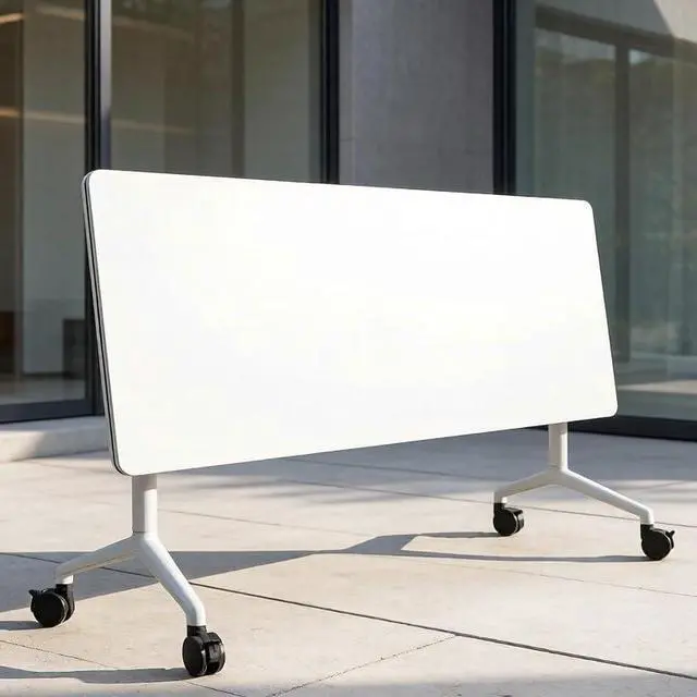 Main image of Folding Conference Room Tables, Modern Flip Top Training Table with Locking Wheels, Mobile Meeting Desk for Office, Seminar, Classroom and Meeting Room, White