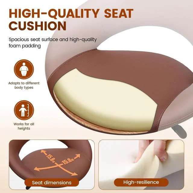 Alt view image 3 of 7 - Rolling Bar Stool with Back & Footrest, Office Drafting Chair | PU Leather Chair with Wheels, Swivel Tall Counter Height Stool for Kitchen Island Salon Vanity Standing Desk, Brown, 2 Pack
