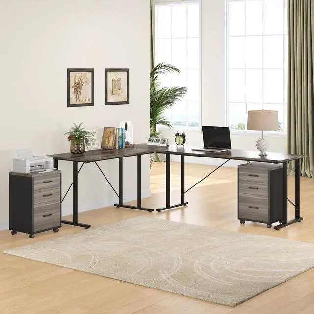 Alt view image 7 of 7 - Triebsigns 3 Drawer File Cabinet, Vertical Mobile Filing Cabinet, Under Desk Rolling Printer Stand for Home Office, fits A4 or Letter Size (Grey)